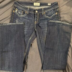 MEK Dark Indigo Low Rise Boot Cut Jeans